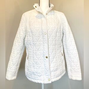 Weatherproof Brand Women's Bright White Quilted Puffer Jacket Large Gold Accents